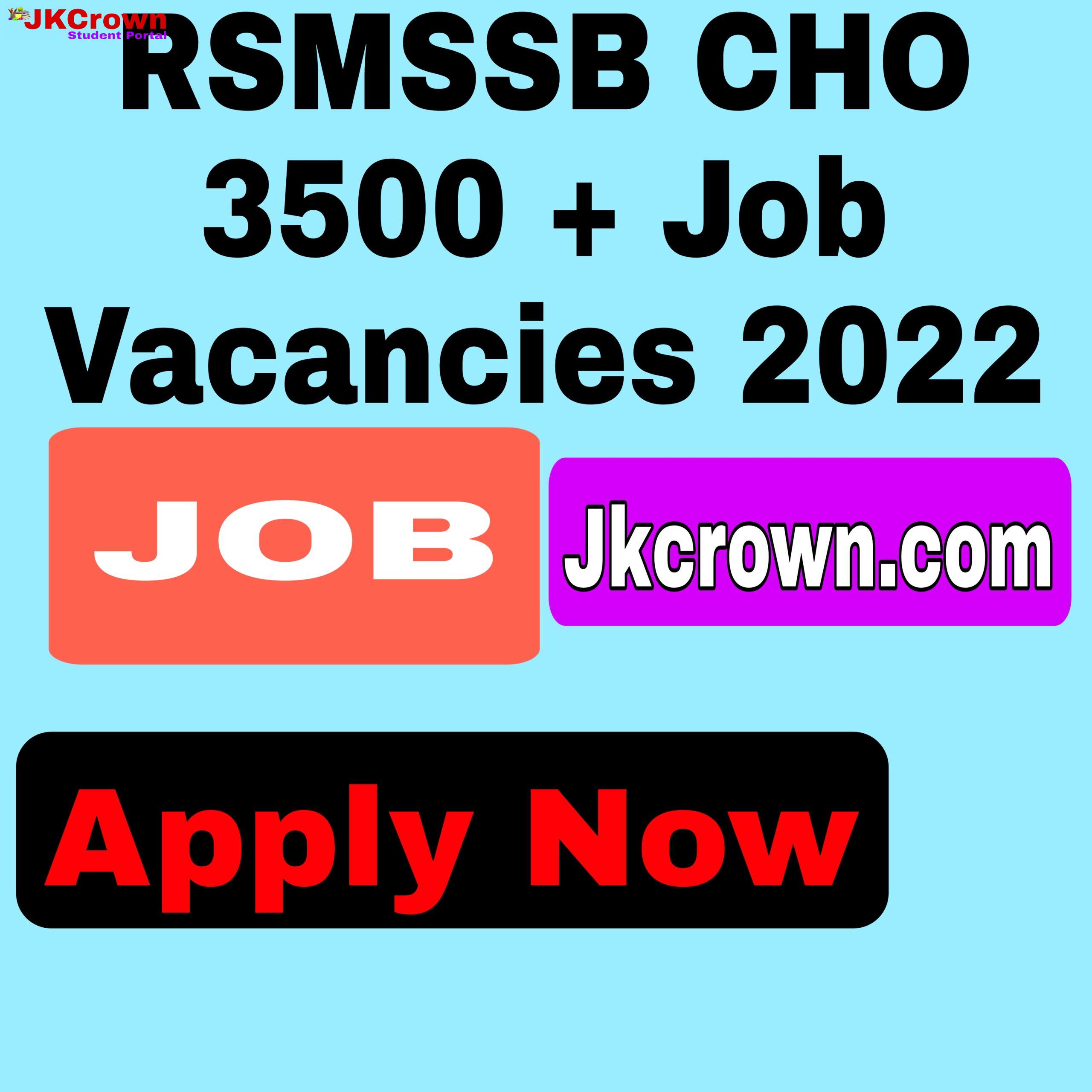 RSMSSB 3500+ CHO Vacancies