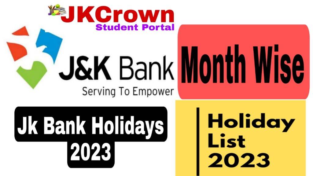 JK Bank Hoidays 2023 Month Wise